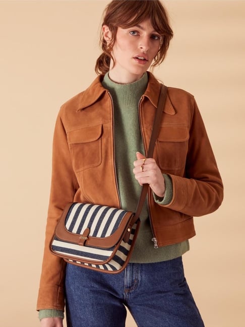 Buy Accessorize London Navy Striped Small Sling Handbag Online At