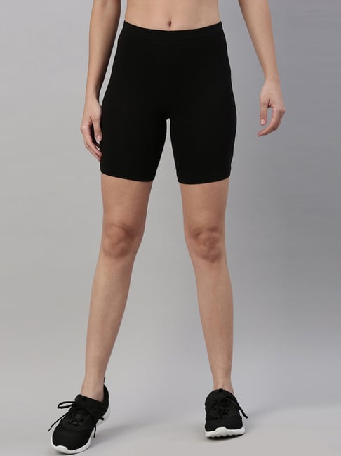 TWIN BIRDS Black Cotton Sports Shorts