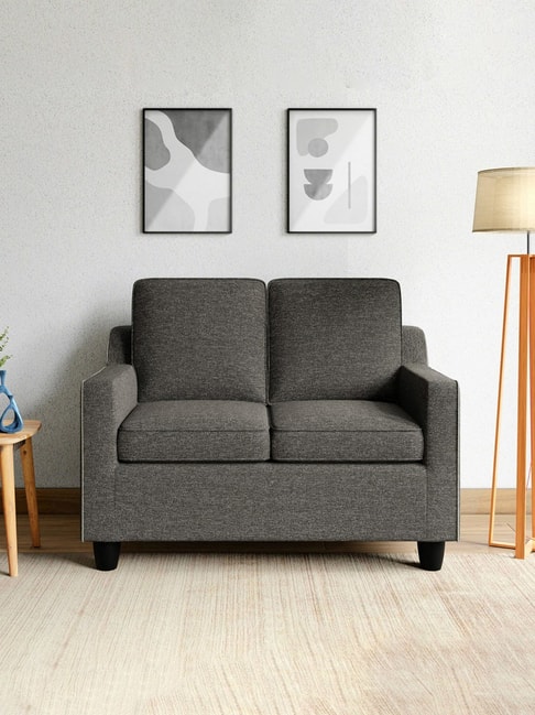 Godrej Interio Candour Dark Grey Wood 2 Seater Sofa