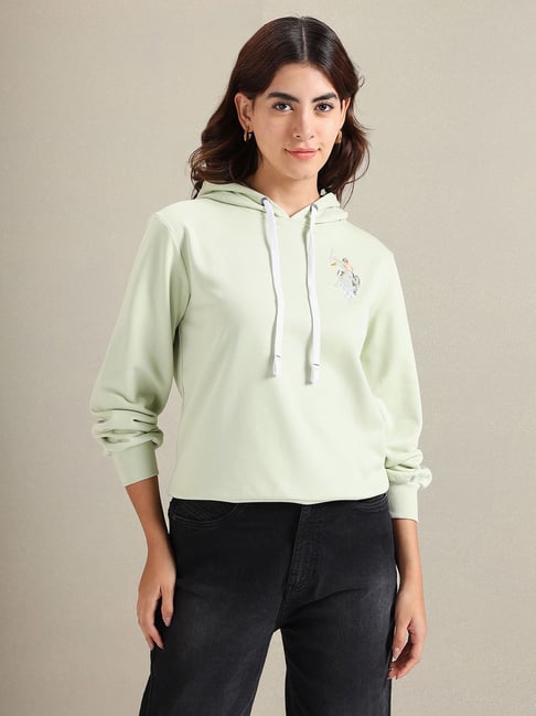 U.S. Polo Assn. Light Green Regular Fit Hoodie