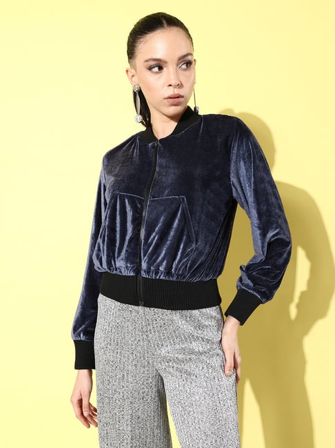 Anvi Be Yourself Black & Grey Relaxed Fit Cropped Jacket-picture-40