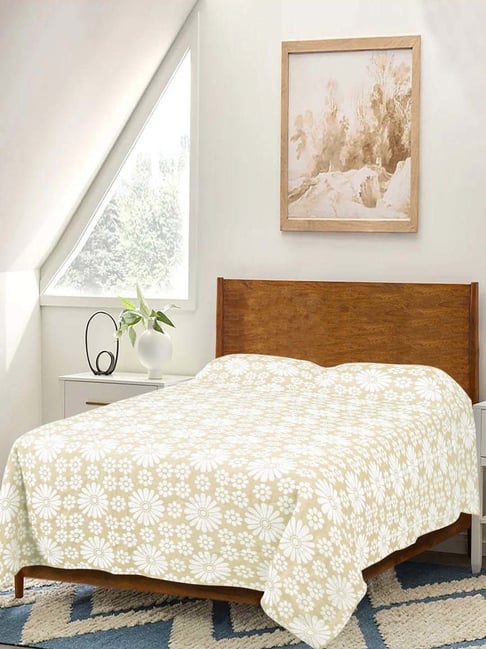 Saral Home Easy Living Ivory Cotton 150 TC Chitki Queen Bed Cover-picture-29