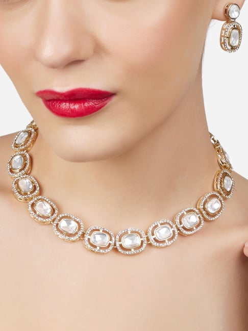 Buy Zaveri Pearls Choker Necklace Earring Set Online At Best Price