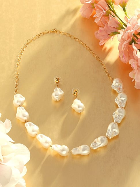 Buy Zaveri Pearls Artificial Beads Necklace Earring Set Online