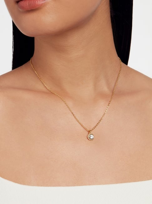 Ted Bekar Soltell Solitaire Sparkle Crystal Pendant Necklace