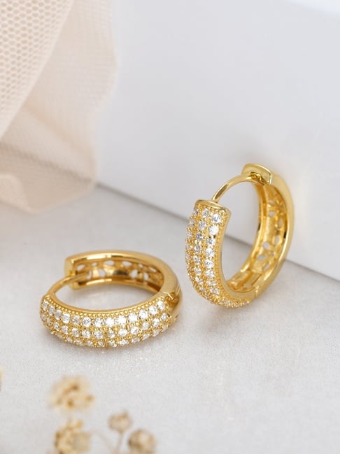 Zavya Sterling Silver Golden Radiance Gold Hoop Earrings for Women