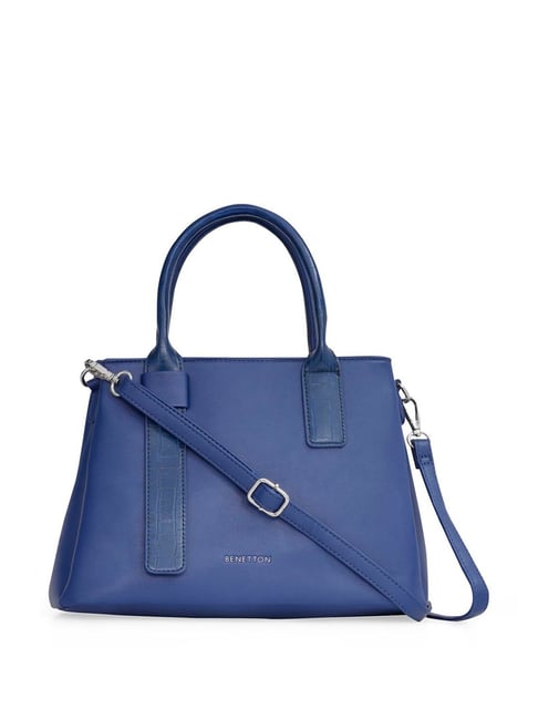 United Colors of Benetton Amaya Navy PU Solid Handbag