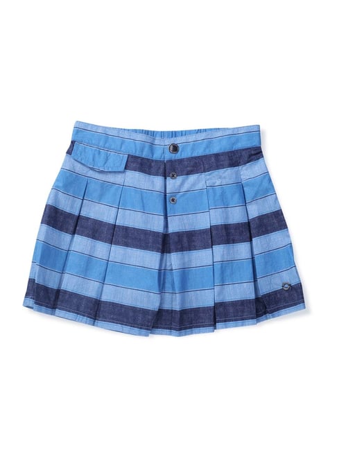 Buy Gini Jony Kids Blue Cotton Striped Skirt for Girls Clothing