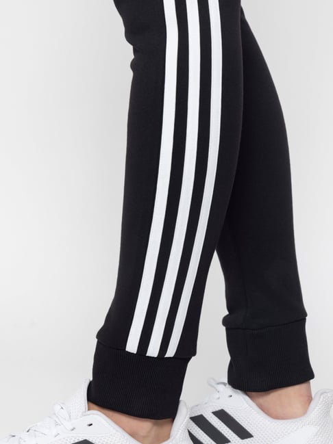 adidas Black Cotton Striped Sports Joggers