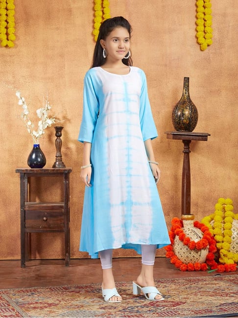 Girls Ink Blue Kurti Kurti Leggings Leggings With Matching Dupatta
