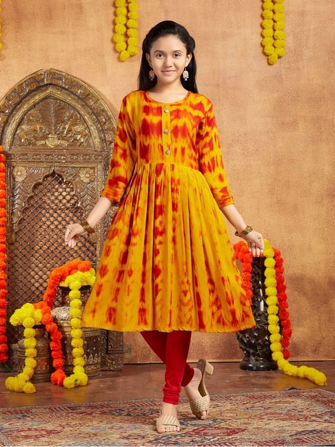 Aarika Kids Yellow Red Printed Kurti