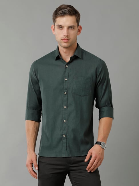 The Souled Store Original Linen : Maroon Cotton Linen Shirts (L)
