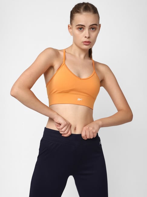 Reebok Orange Logo Print Sports Bra-picture-29
