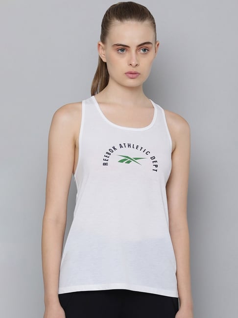 Buy Reebok White Printed Tank Top for Women Online Tata CLiQ