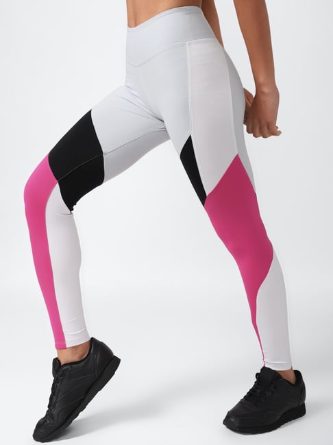 Buy Reebok White Pink Printed Sports Tights for Women Online Tata CLiQ