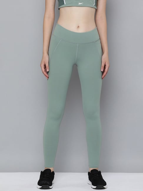 Buy Reebok Green Mid Rise Sports Tights for Women Online Tata CLiQ