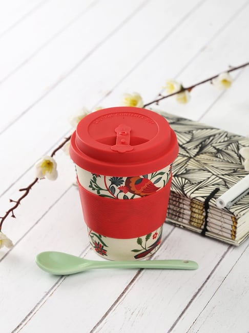 India Circus by Krsnaa Mehta Psittacines Enquiry Printed Red Bamboo Frankie Cup