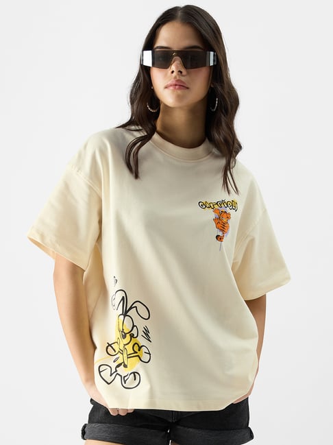 The Souled Store Off-White Cotton Printed T-Shirt-picture-30