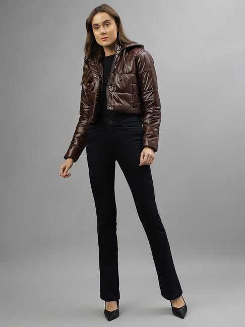 Elle Cream Leather Gilet Elle Brown Relaxed Fit Jacket