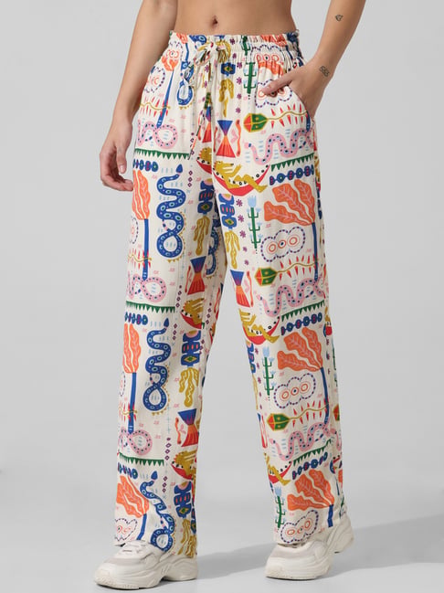 Only Multicolor Printed Mid Rise Pants-picture-44