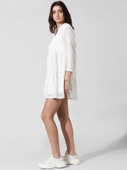 Buy Only White Self Design A Line Dressfor Women Online Tata CLiQ