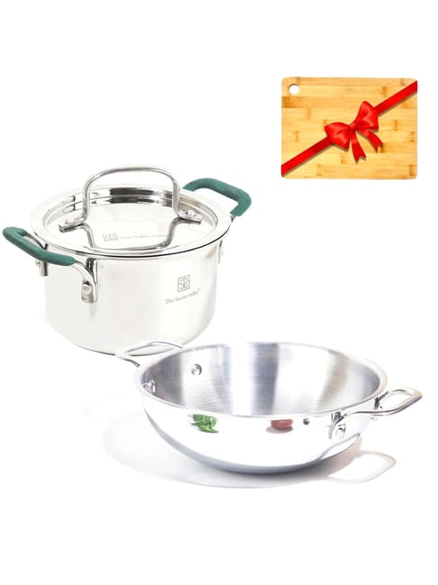 The Indus Valley Silver Stainless Steel Cookware set