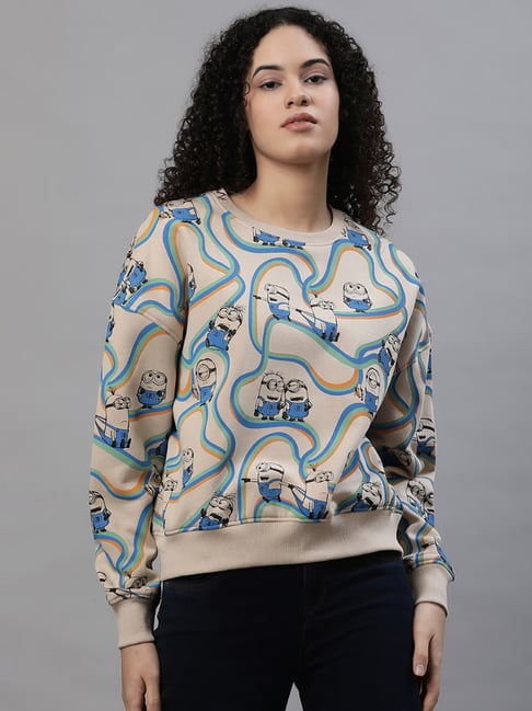 Buy Free Authority Light Brown Printed Sweatshirt for Women Online