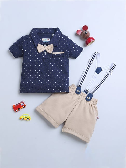 Buy Bumzee Kids Polo T-Shirt, Shorts, Suspender for Infants Boys