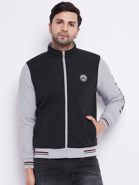 Duke Black Slim Fit Colour Block Jacket-image-5