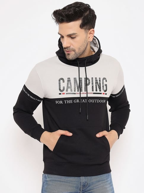 Duke Black Regular Fit Printed Hooded Sweatshirt-image-3