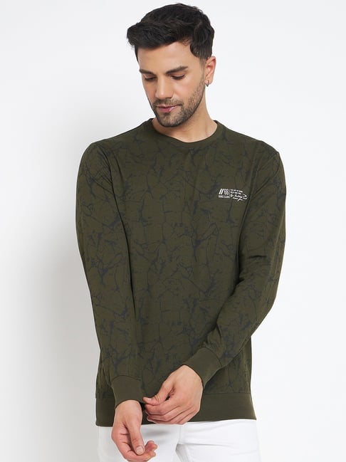 Duke Olive Regular Fit Self Pattern Sweatshirt-picture-24