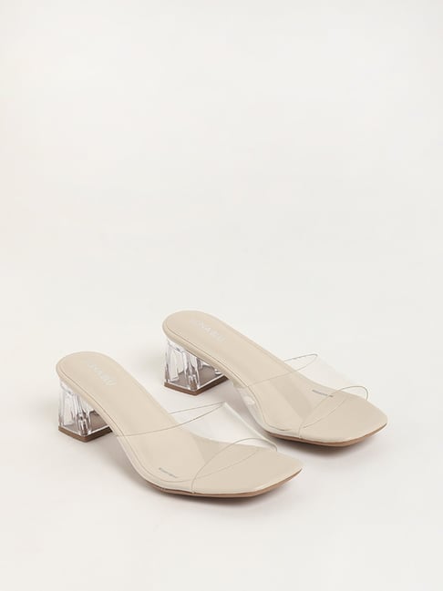 Cross-Strap High-Heeled Sandals With Chunky Heels & VALTADOROS Logo Details  | Paris Valtadoros