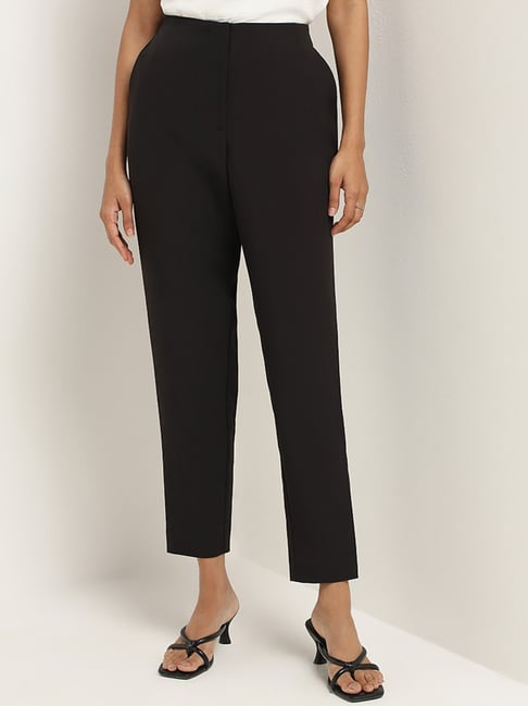 Topshop Tall Tailored slim high waisted pleat trouser in black | ASOS