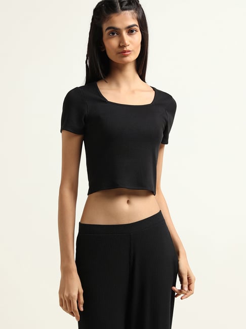 Buy Superstar by Westside Black Cropped Top for Online @ Tata CLiQ