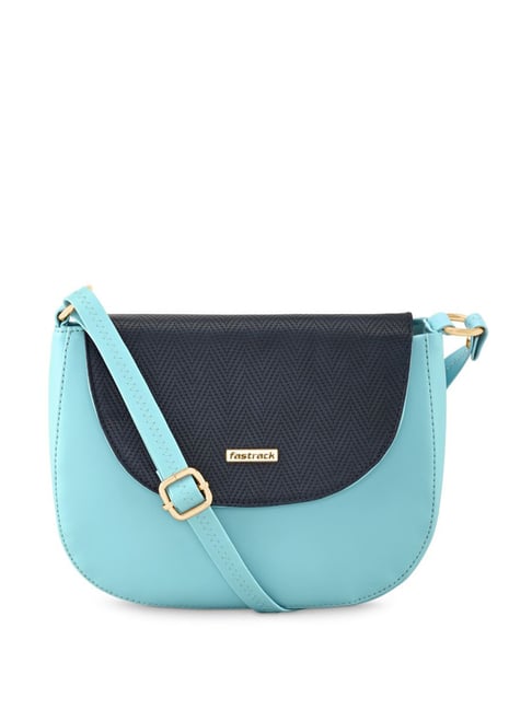Buy Fastrack Blue Faux Leather Textured Sling Handbag Online At