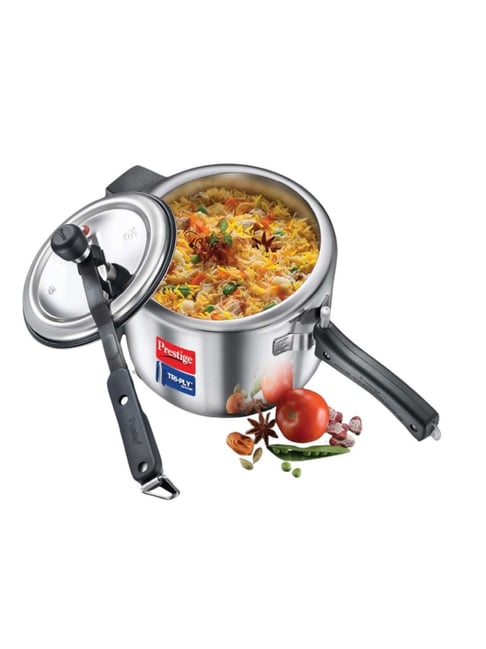 Prestige Svachh Silver Triply Gas Induction Inner Lid Pressure Cooker (3  L)