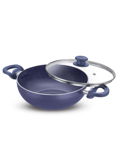 Prestige Ceraglide Ceramic Coating Blue Aluminium 28 cm Induction Non-Stick Kadhai With Lid (4.25 L)