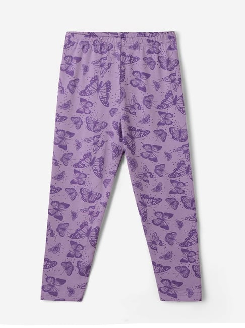 The Souled Store Girls Purple Printed Leggings