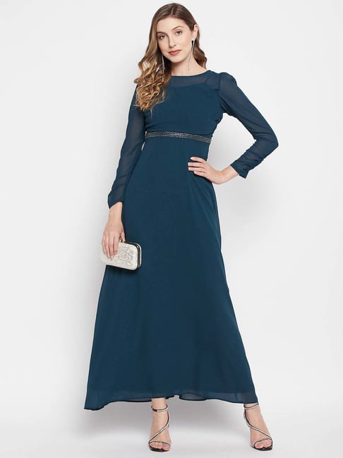 MADAME Teal Blue Maxi Dress