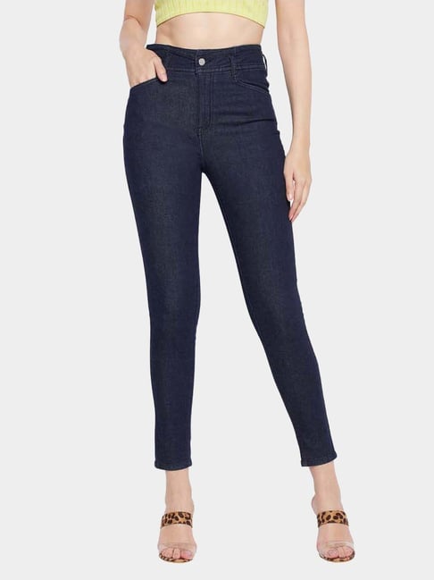 Buy MADAME Navy Cotton Mid Rise Jeans for Women Online @ Tata CLiQ