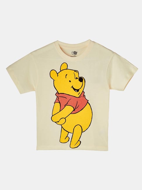 The Souled Store Kids Cream Yellow Cotton Printed Winnie The Pooh T-Shirt