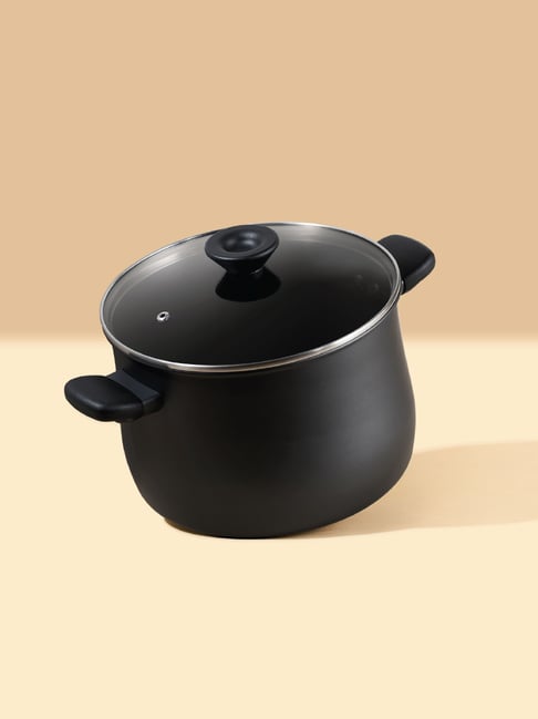 Meyer Midnight Black Aluminium Casserole with Lid (7 L)