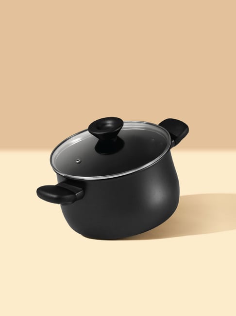 Meyer Midnight Black Aluminium Casserole with Lid (3.8 L)