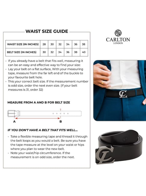 Carlton London Black Leather Casual Belt for Men