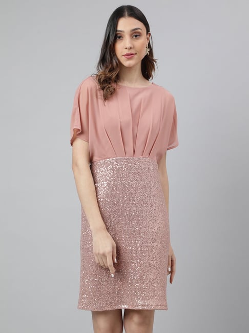 Latin Quarters Pink Embellished Shift Dress
