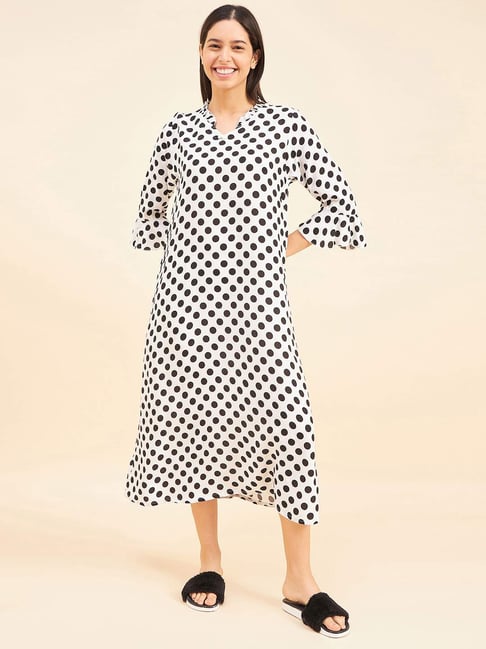 Sweet Dreams White Polka Dots Night Dress
