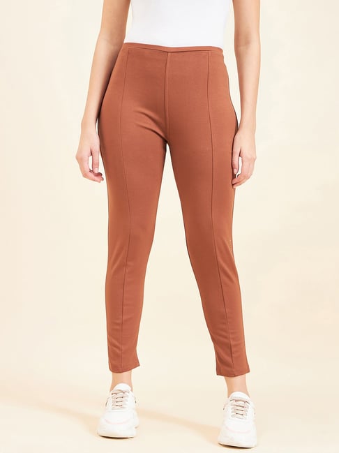 Sweet Dreams Rust Mid Rise Sports Tights-picture-32