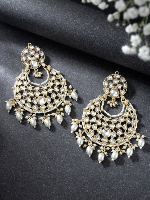 Brass Golden Kundan Chandbali Earrings at Rs 420/piece in Kakinada | ID:  22573089297