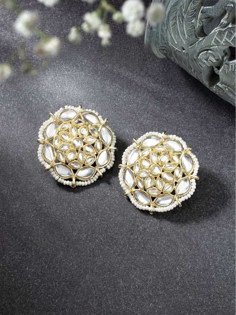 Savitri - Gold White and Champage Stud Earrings - Limited Edition