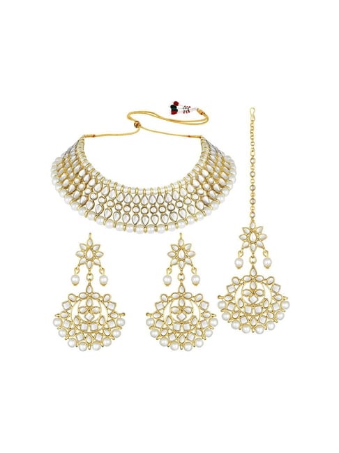 Buy Peora Gold-Plated Kundan Studded White Choker Set Online At